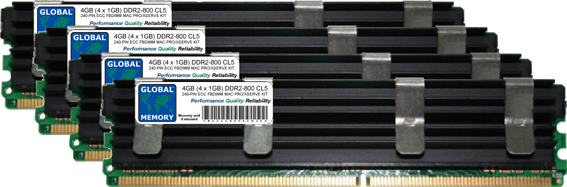 4GB (4 x 1GB) DDR2 800MHz PC2-6400 240-PIN ECC FULLY BUFFERED DIMM (FBDIMM) MEMORY RAM KIT FOR MAC PRO (EARLY 2008)